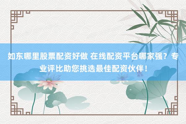 如东哪里股票配资好做 在线配资平台哪家强？专业评比助您挑选最佳配资伙伴！