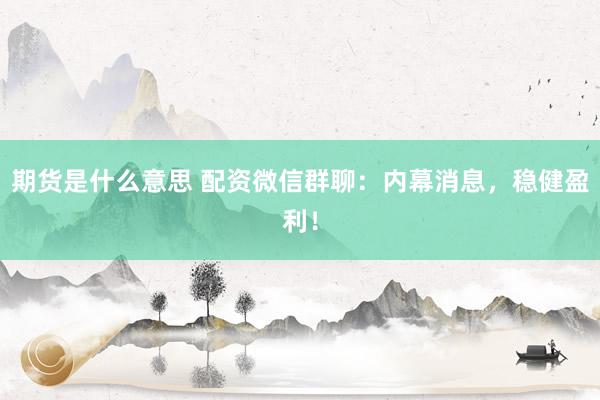 期货是什么意思 配资微信群聊：内幕消息，稳健盈利！